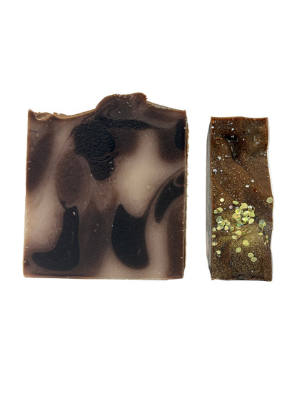 sugar cookie bar soap with gold glitter